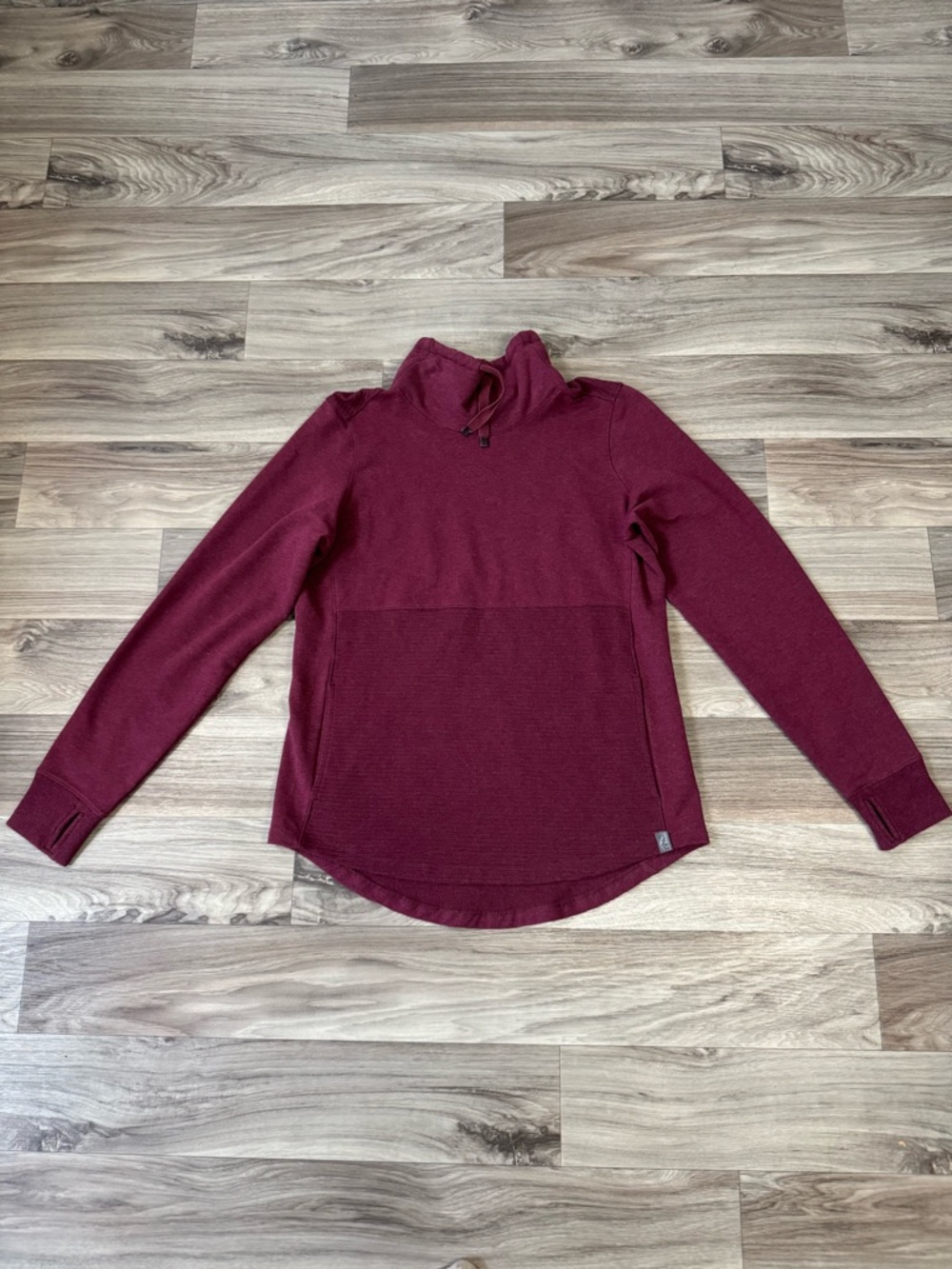 L.L. Bean Women's Cozy Mixed-Knit Pullover Cowl Neck in Maroon Size Medium